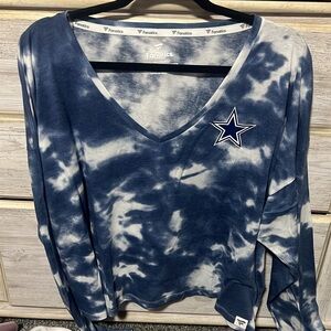 Fanatics Women's Navy Tie-Dye Long Sleeve V-Neck Top